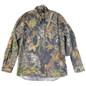 Mossy Oak Shirt Mens Long Sleeve Camo Ripstop Lightweight Outdoor Hunting Size M